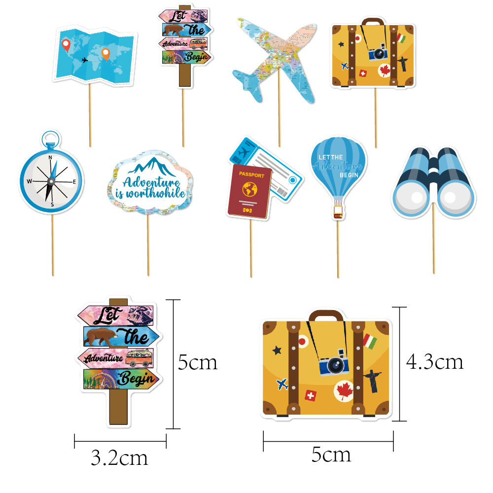 Tema de viaje global transfronterizo fiesta de graduación de jubilación tire de la bandera colgante espiral Tarjeta de pastel inserción decoración suministros