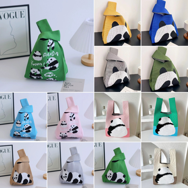 Panda New Knitted Bag Chengdu Tourist Souvenir Accompanying Gift Guofeng Girl Handbag Woven Handbag