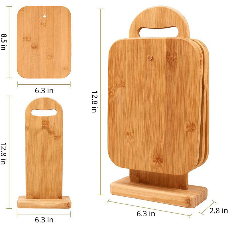 Bamboo Cutting Board Factory Supplies Portable Multi-Functional 6-Piece Cutting Board Set for Food Classification