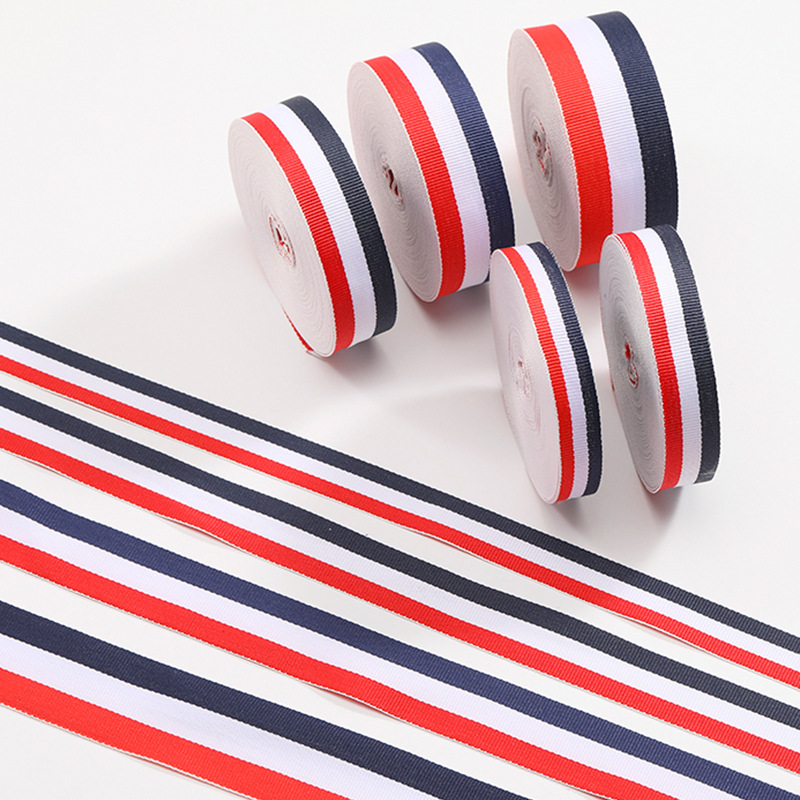 Rojo, blanco y azul Tricolor banda de poliéster medalla banda de tejido accesorios de ropa deportiva colorida banda de banda de banda de banda de alta densidad