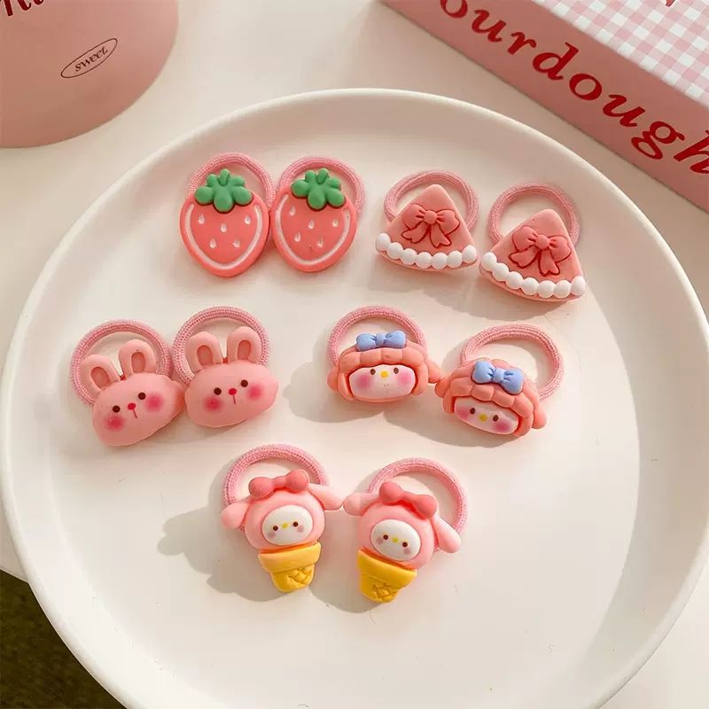 Bandas elásticas para el pelo para niñas, coleteros infantiles con dibujos animados, nuevo estilo 2025, coleteros para bebés que no dañan el cabello, accesorios para el cabello, coleteros con lazo, cuidado del cabello.