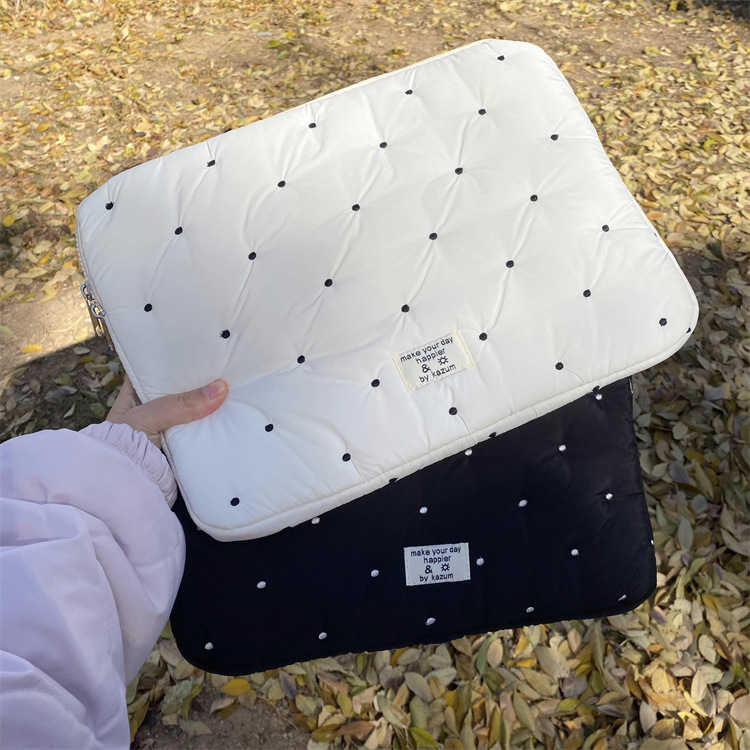 Polka Dots Pattern Black White Nylon Polka Dots Square Clutches