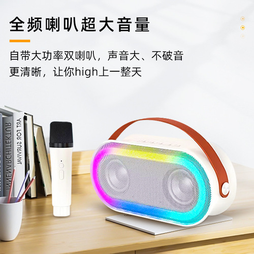 Custom P6 Bluetooth Outdoor Mini Speaker with Wireless Microphone – Perfect for Home KTV, Kids, and Everyone to Enjoy Karaoke at Home