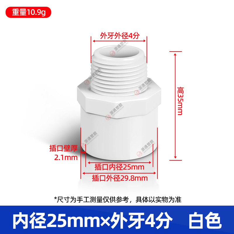 Conector de cable exterior PVC tubería de suministro de agua rosca exterior directa tornillo recto 20 25 32 50 63 75 blanco azul gris image 18
