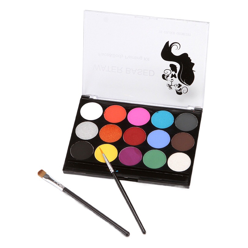 Pintura corporal de 15 colores transfronteriza soluble en agua Drama de Halloween Pintura facial para niños Pintura facial