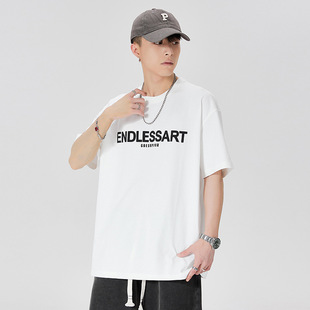 T12 | Trendy large size men's short-sleeved T-shirt 2023 Summer new drop-shoulder printed letter short-sleeved top for men