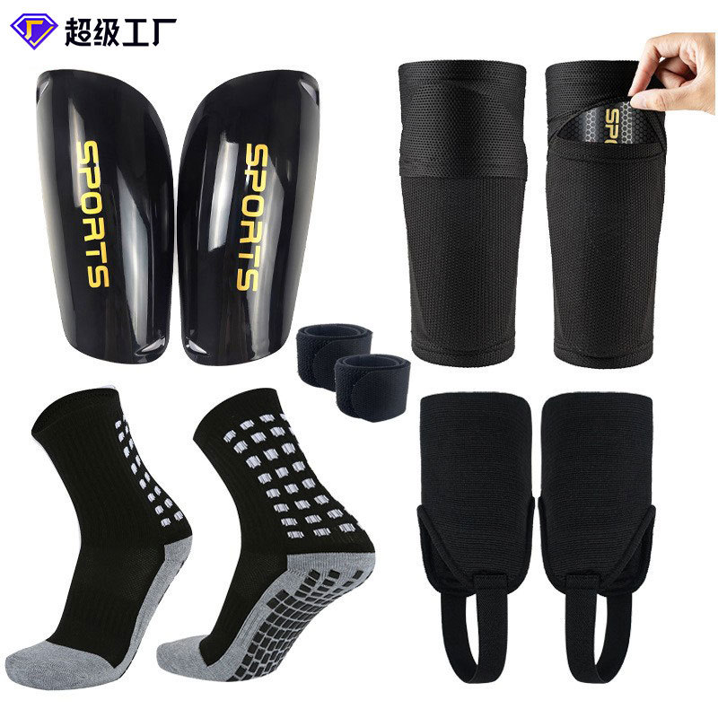 Cross-Border Professional Football Shin Pads, Socks, Five-Piece Combination Ankle Protection Set, Children's Sports Socks, Shin Pads and Protective Gear