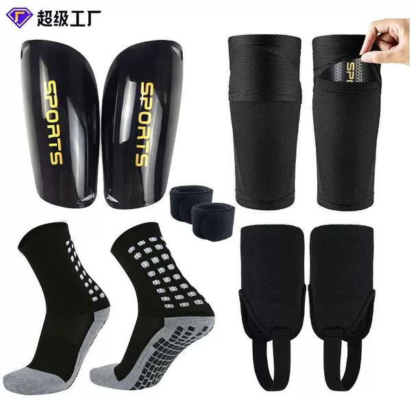 Cross-Border Professional Football Shin Pads, Socks, Five-Piece Combination Ankle Protection Set, Children's Sports Socks, Shin Pads and Protective Gear