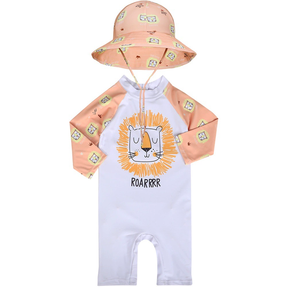 Детский купальник для мальчиков и девочек, цельный милый быстросохнущий детский купальник с длинными рукавами и защитой от солнца