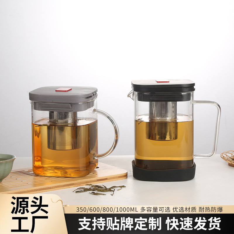 Cross-border thickened heat-resistant glass boiling teapot flower teapot teapot large capacity boiling kettle high temperature resistant pot