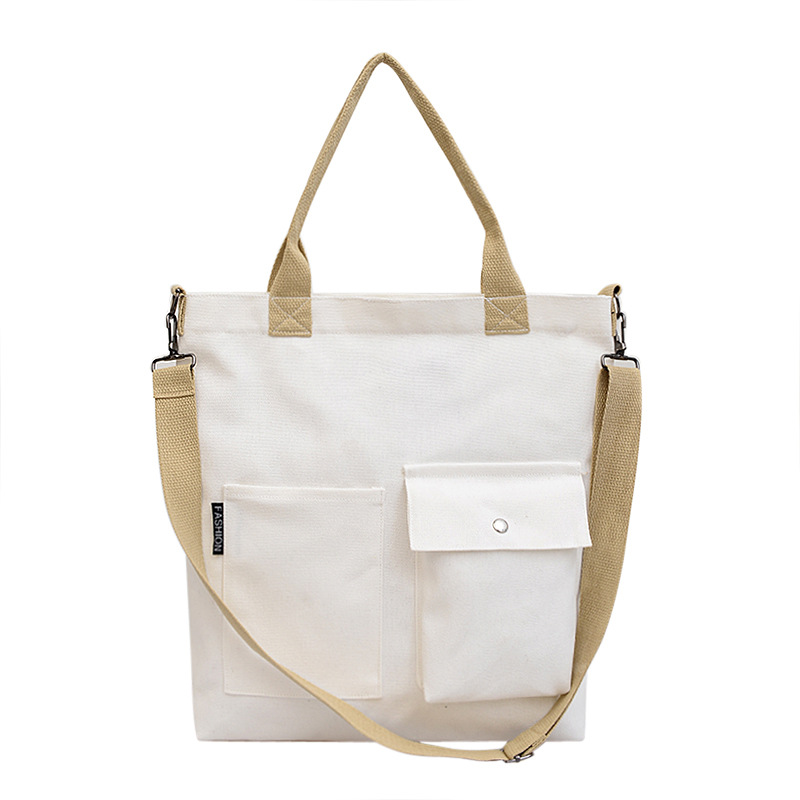 Estilo coreano estudiante bolsa de lona Portátil Bolsa de hombro de gran capacidad correa de hombro de las mujeres bolsa de mensajero desmontable bolsa de compras simple