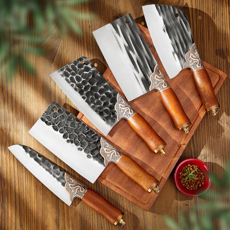 龍泉菜刀手工鍛打斬切刀組合刀具家用切菜切肉刀砍骨刀切片刀批發