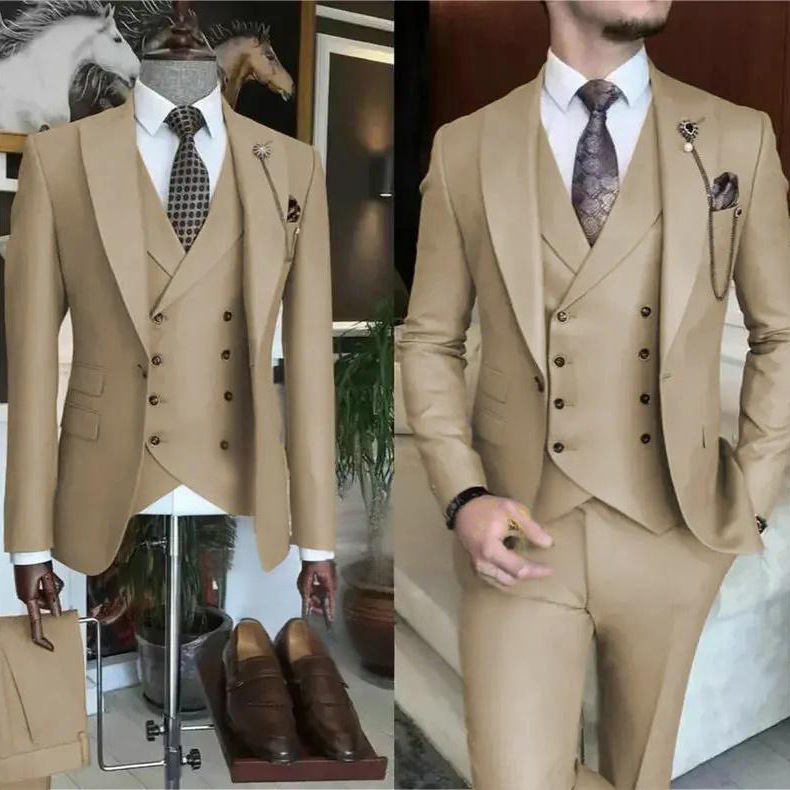 アマゾンのクロスボーダーのドレスの結婚式の新郎のスーツの男性は欧米のスーツの3つのセットのビジネスのレジャーのスーツを修理します。|undefined