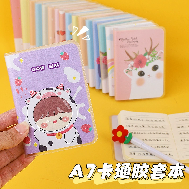 Мультфильм A7 резиновая Обложка тетрадь студенческий карманный мини-дневник милый портативный башня Кнопка записная книжка