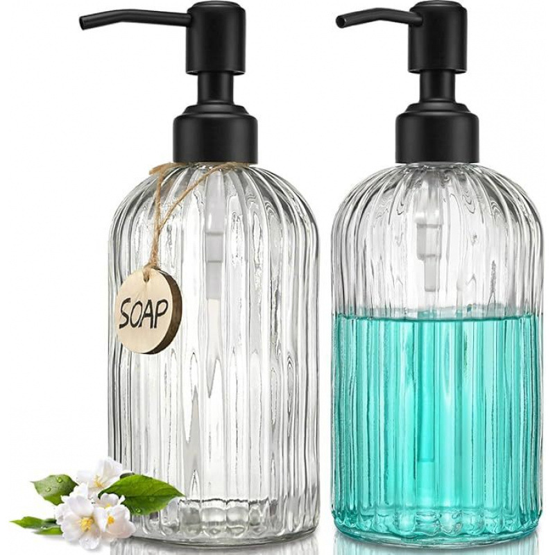 400ml + cabeza de bomba de acero inoxidable negro 1; Transparencia; vidrio