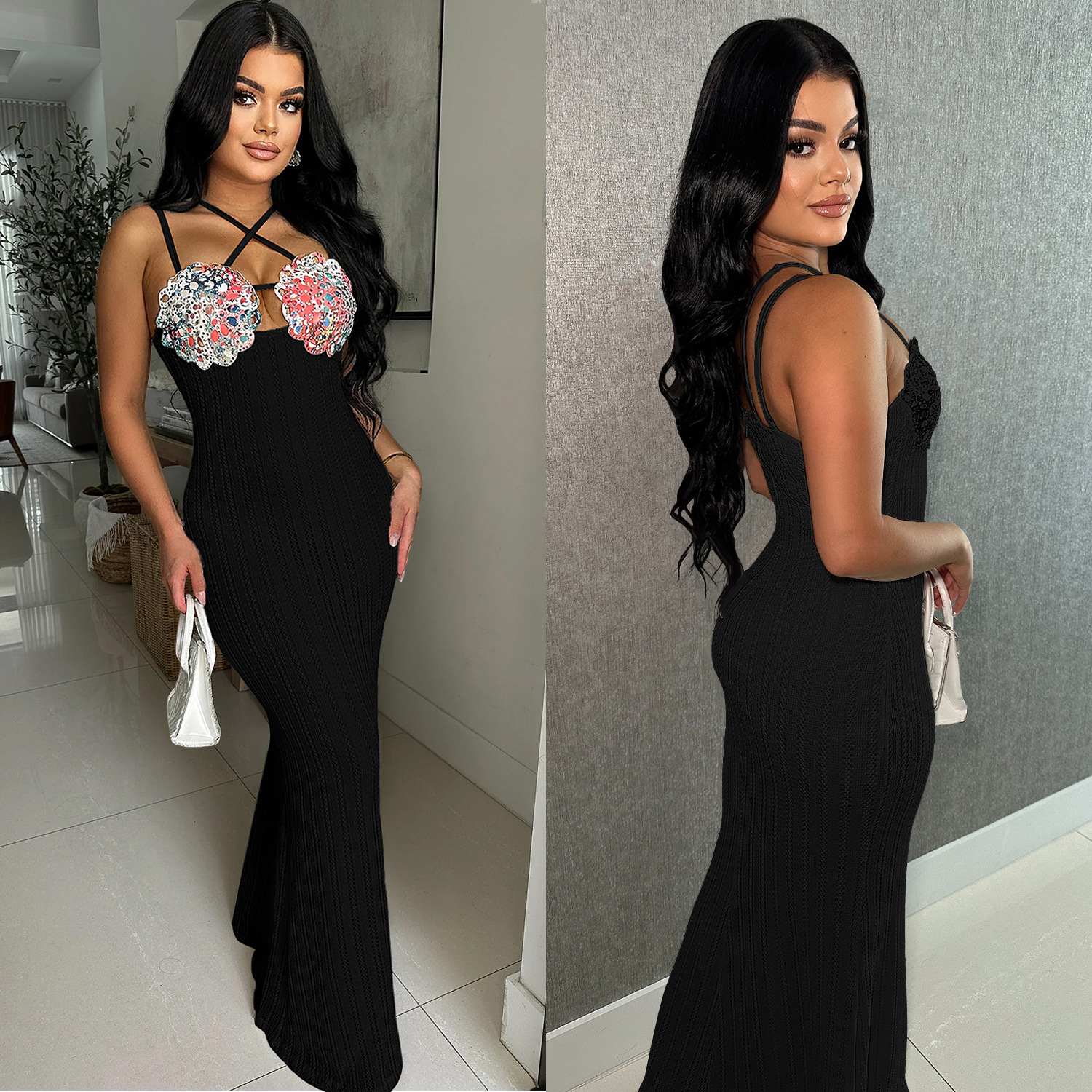 C7102 Aliexpress transfronterizo Amazon estación independiente de moda europea y americana ropa de mujer sin mangas vestido vestido largo nuevo