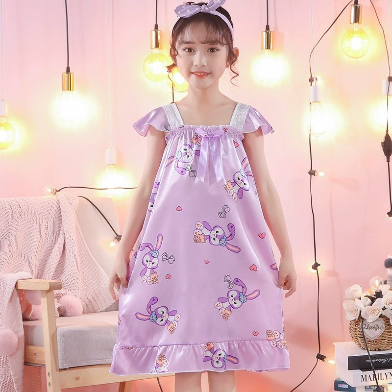 Silk summer thin children's pijama, with short sleeve, Korean style