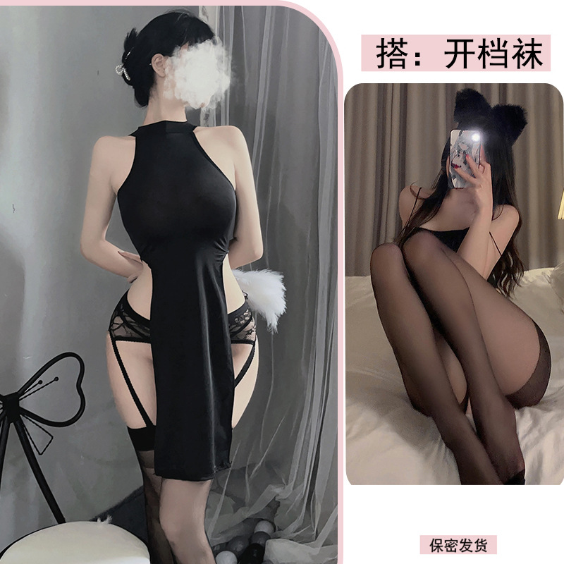 블랙 + 블랙 오픈 양말