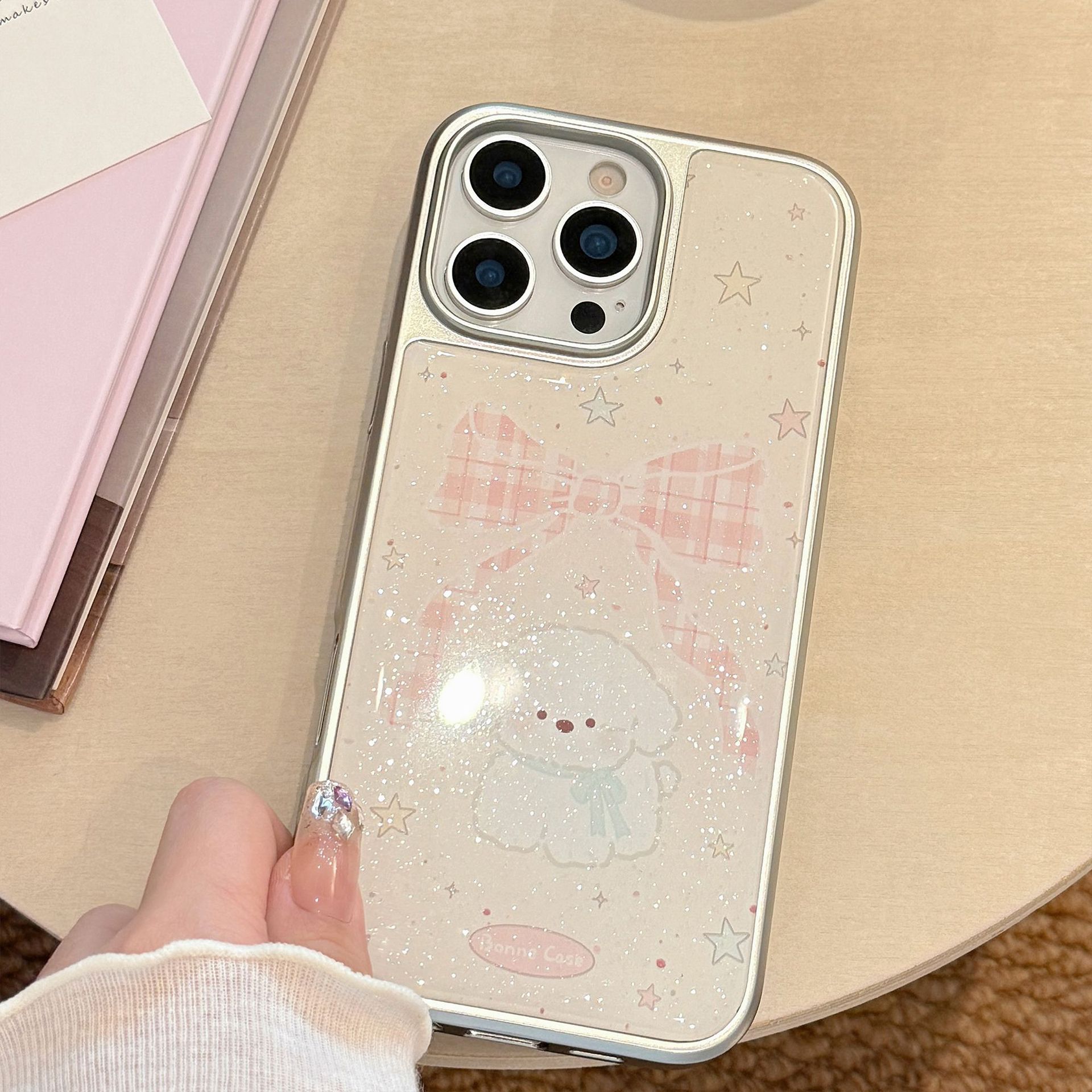 Funda para Teléfono con Lazo y Cachorro para iPhone 16, Apple 15 Pro Max, iPhone 14, Resina Brillante, iPhone 17, Funda Rígida para Huawei