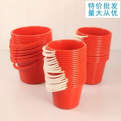 手提げ画室小紅桶プラスチック小桶塗装桶蓋付きバケツ赤家庭用無蓋学生有蓋学校