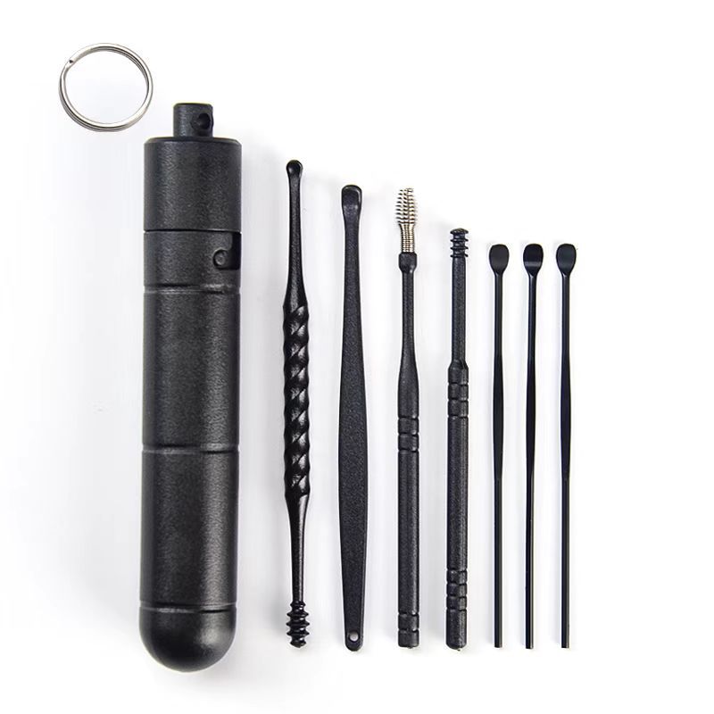 Juego de limpiadores de oídos portátiles en existencia, juego de 6 piezas, limpiadores de oídos con resorte en espiral para el hogar, herramientas para limpiar los oídos.