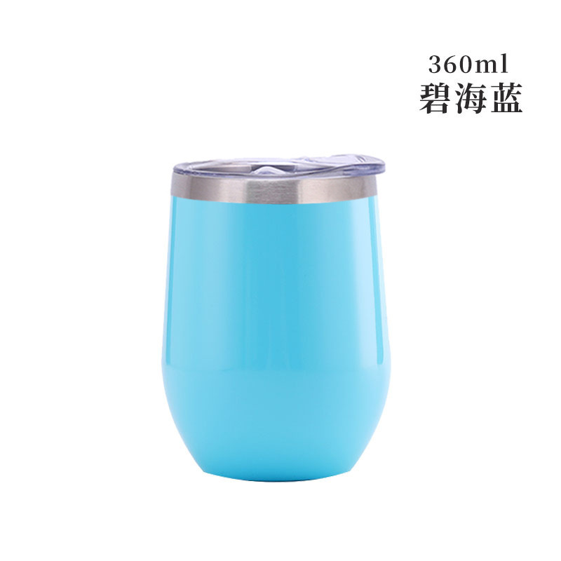 Taza de cáscara de huevo de 12oz transfronteriza regalo de doble capa de acero inoxidable copa de vino tinto taza de vientre grande aislamiento al vacío en forma de U swig pollo