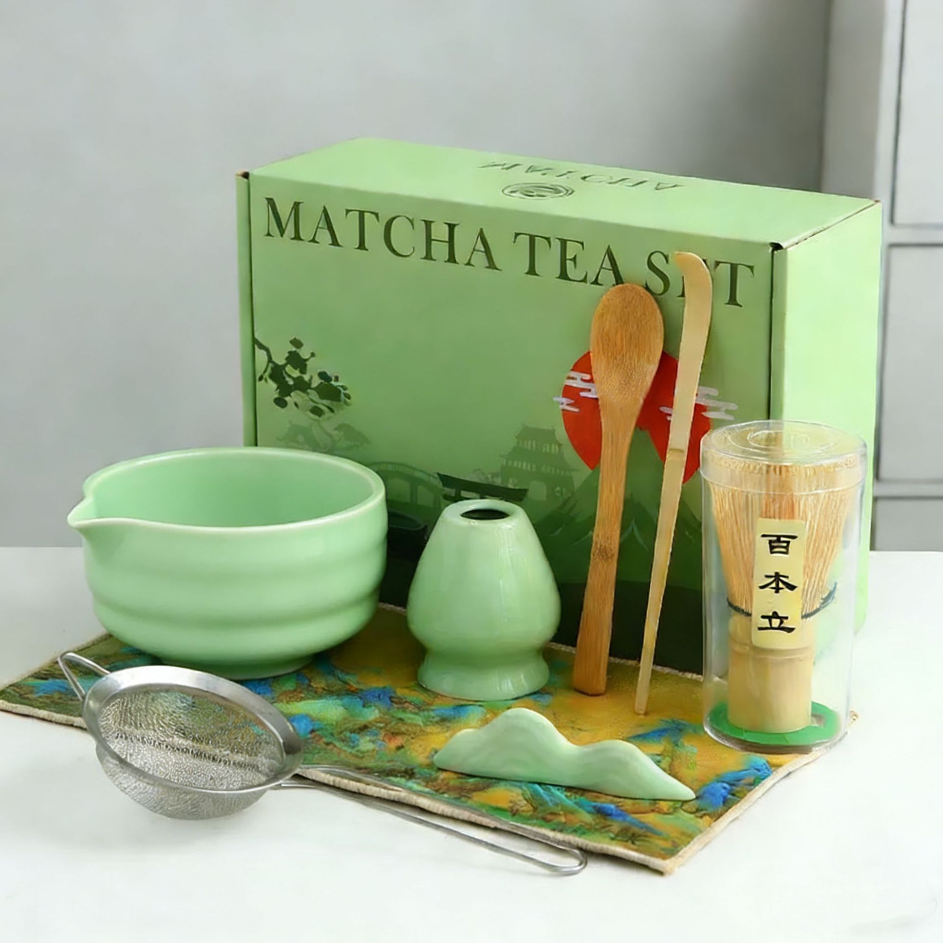 Transfronterizo exclusivo para el set de té Matcha japonés caja de regalo de té Matcha cepillo de té de 100 libros de té Matcha de la dinastía Song