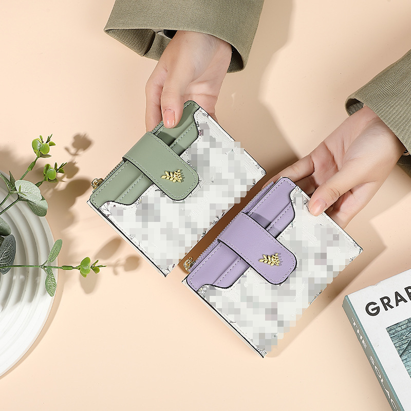 2025 primavera transfronteriza floral señoras corto, fresco, delgado, monedero de varias tarjetas