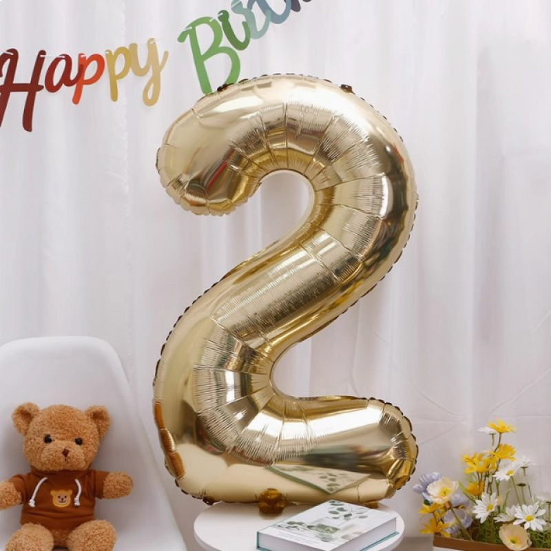 40inch アルミフィルムデジタルバルーン ベビーブルーピンク 女の子の誕生日シーンの装飾 ベビー123歳の誕生日の装飾|undefined