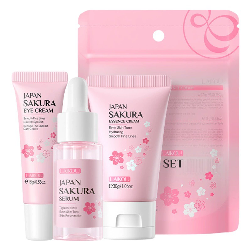 LAIKOU Набор по уходу за кожей с сакурой Lakome 3 комплекта сыворотки крем для глаз увлажняющий увлажняющий увлажняющий крем
