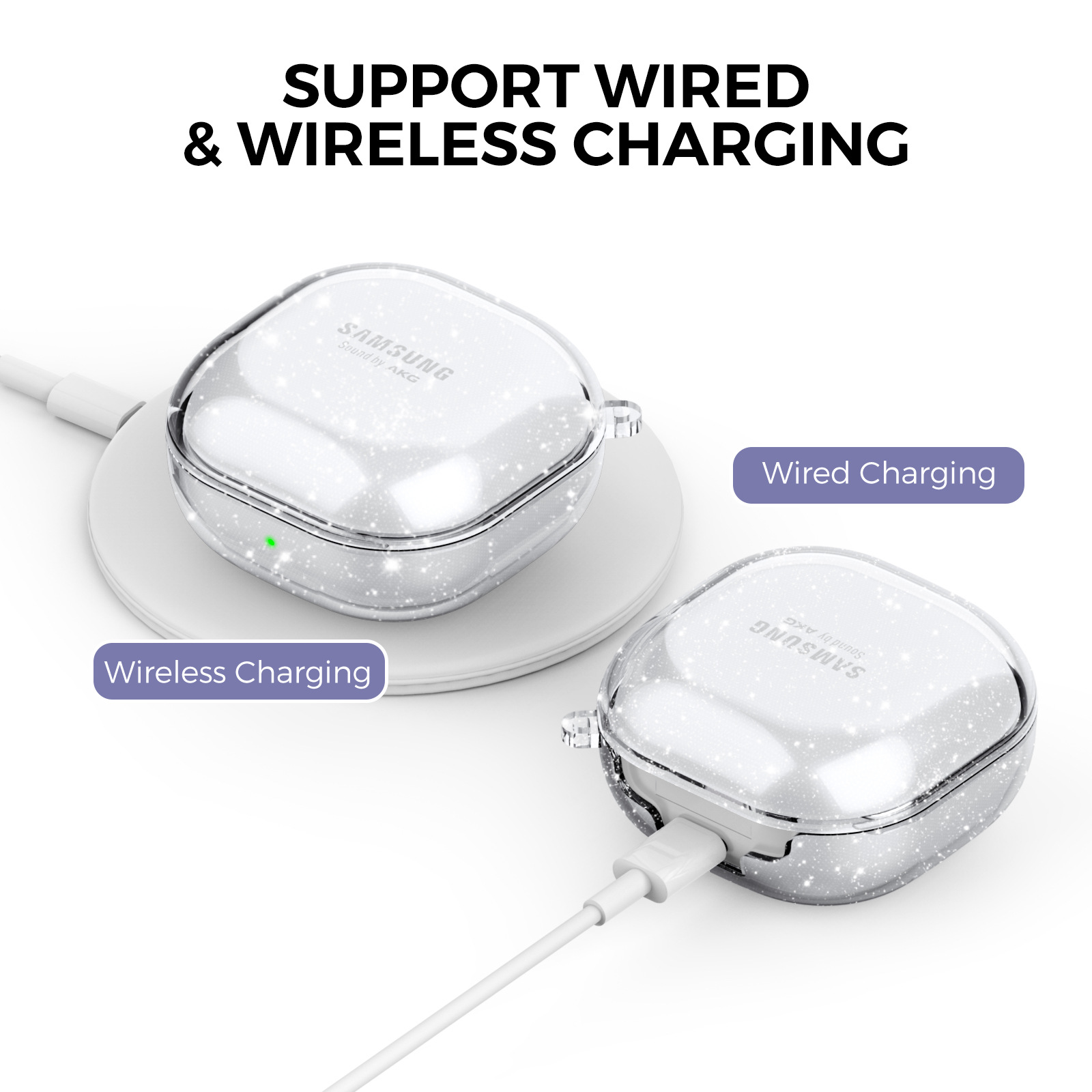 Funda para Samsung Galaxy Buds Pro & Live & 2 & 2 Pro & FE transparente a prueba de caídas TPU auriculares