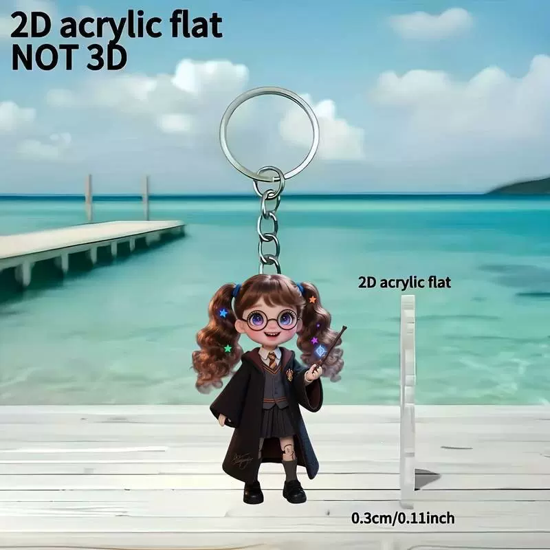 Cross-Border New 2D Amazon Acrylic Keychain Cute Backpack Car Pendant Keychain