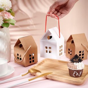 Small House Nougat Biscuits Candy Box Return Gift Wedding Candy Packaging Box Spot Simple Solid Color Portable Paper Box