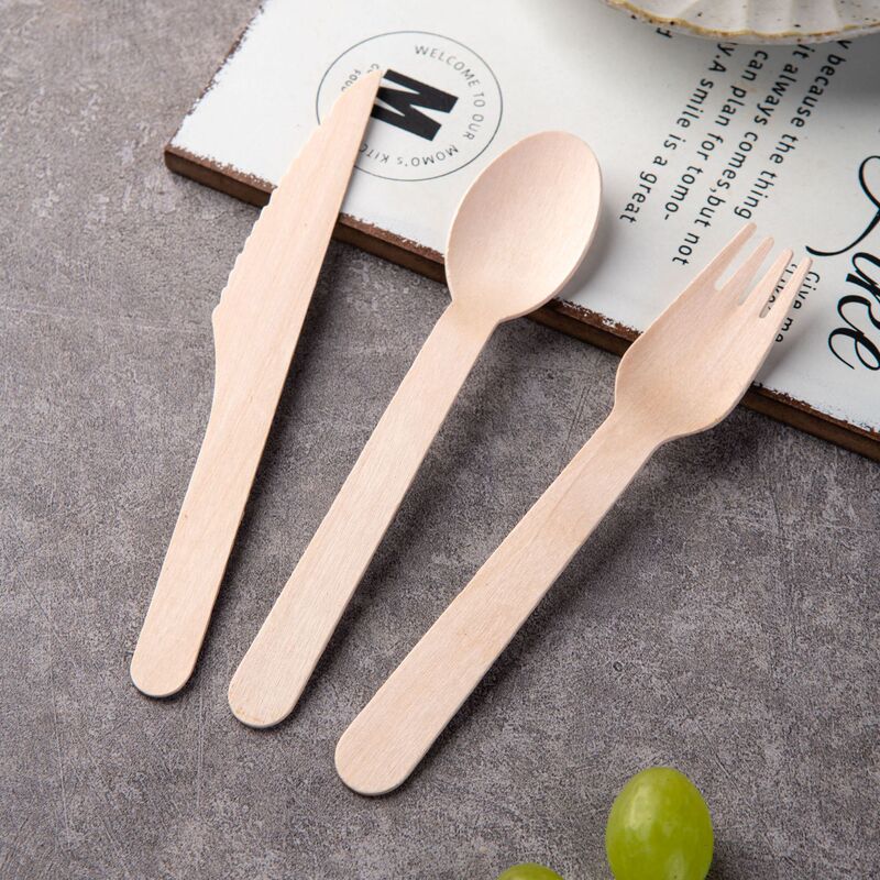 Disposable wooden knife and fork spoon suit environmental protection tableware takeaway ice cream spoon dessert salad fork western food tableware