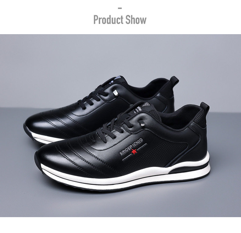 Giày sneaker nam da bò phối màu, đế cao su gót thấp 1–3 cm, dây thun tiện lợi — PZ905 màu trắng, PZ905 màu đen chi tiết 21