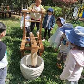 糍粑锤打机实木架石臼机特大号脚踏式木质糍粑老式电动辣椒艾绒机