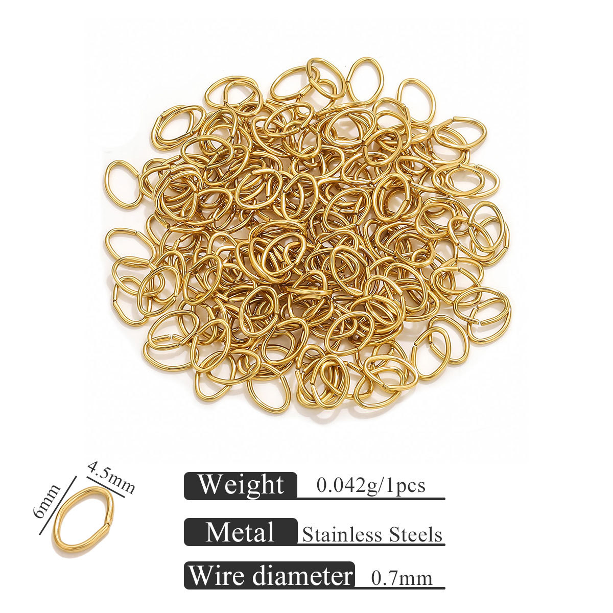 Acero inoxidable 18K vacío galvanizado huevo abierto anillo de conexión de oro joyería DIY accesorios de anillo de salto al por mayor image 14