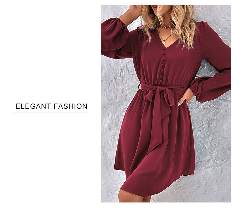 Abito da donna a maniche lunghe con scollo a V_voghion.com