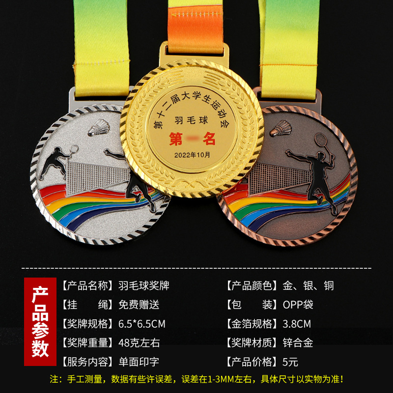 Medalla metálica personalizada oro y plata de bronce aleación de zinc maratón de carreras medalla de competencia lista personalizada