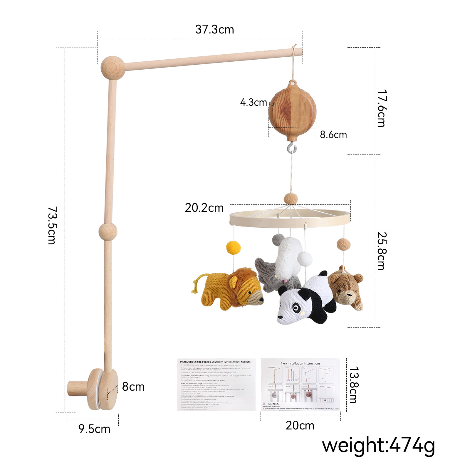 Móvil Giratorio para Cuna de Madera con Sonido para Dormir del Bebé image 74