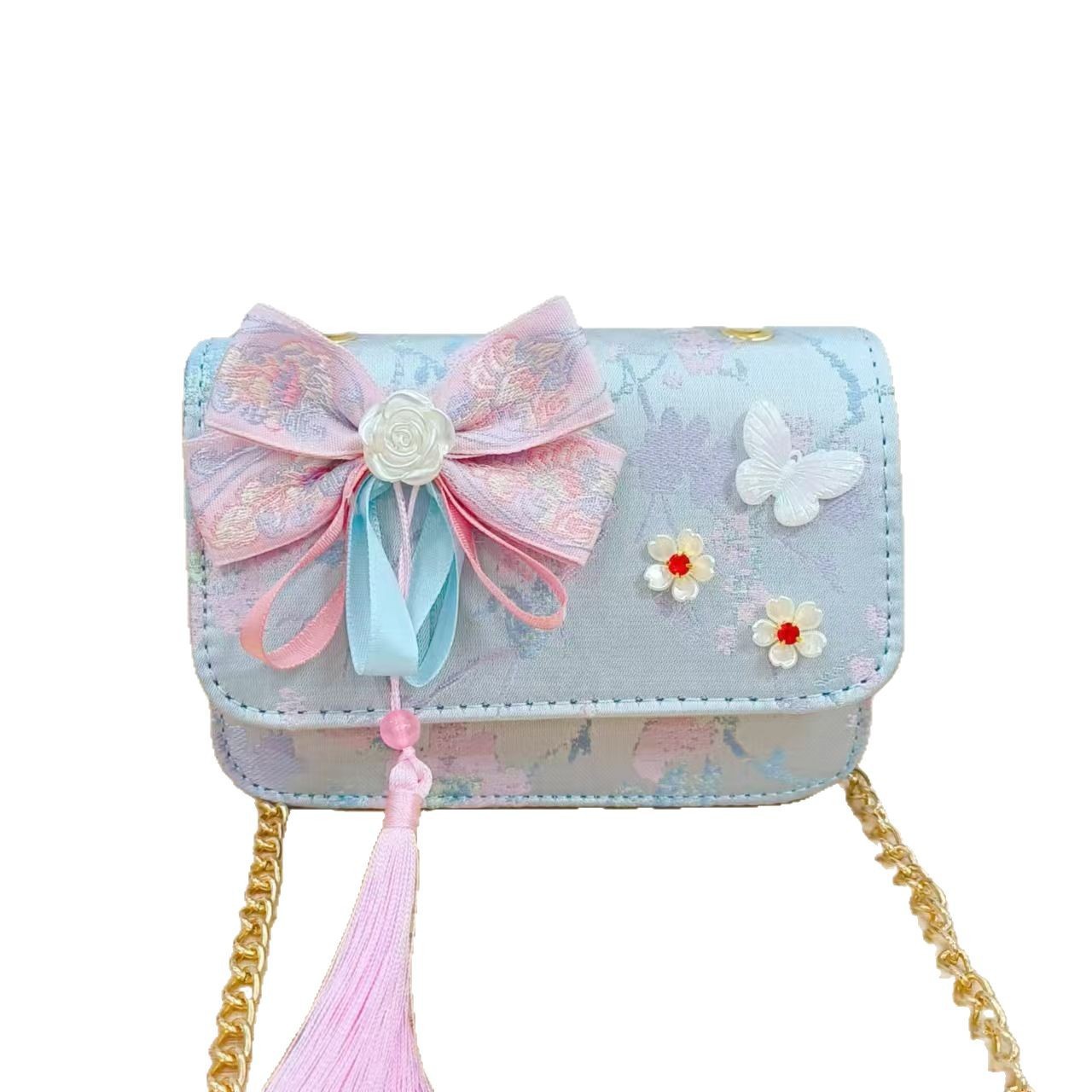 Guofeng princesa bolso de perlas, bolso de cambio de chicas, bolso de regalo para niños, bolso de accesorios de ropa china