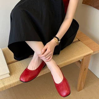 法式复古港风气质高级感平底浅口方头凉鞋女夏季2026新款休闲单鞋