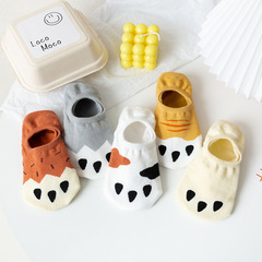 New Spring 2021 Women's Cartoon Cat Paw Socks Cotton Embroidered Boat Socks Japanese Style Thin Silicone Low Mouth Invisible Socks