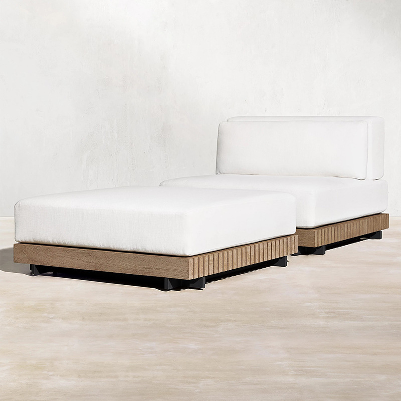 Conjunto de muebles de ocio para exteriores, sofá de teca para jardín, patio, terraza, hotel o villa, impermeable y resistente al sol. image 5