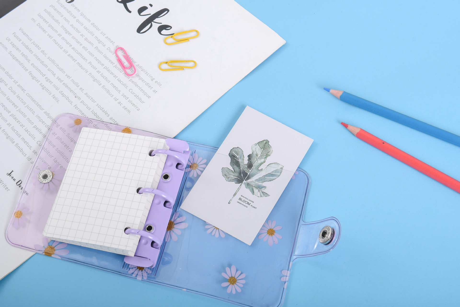 New Korean Stationery Little Daisy 3 Holes Loose Spiral Notebook Mini Pvc Transparent Case Portable Loose Leaf Coil Journal Book display picture 3