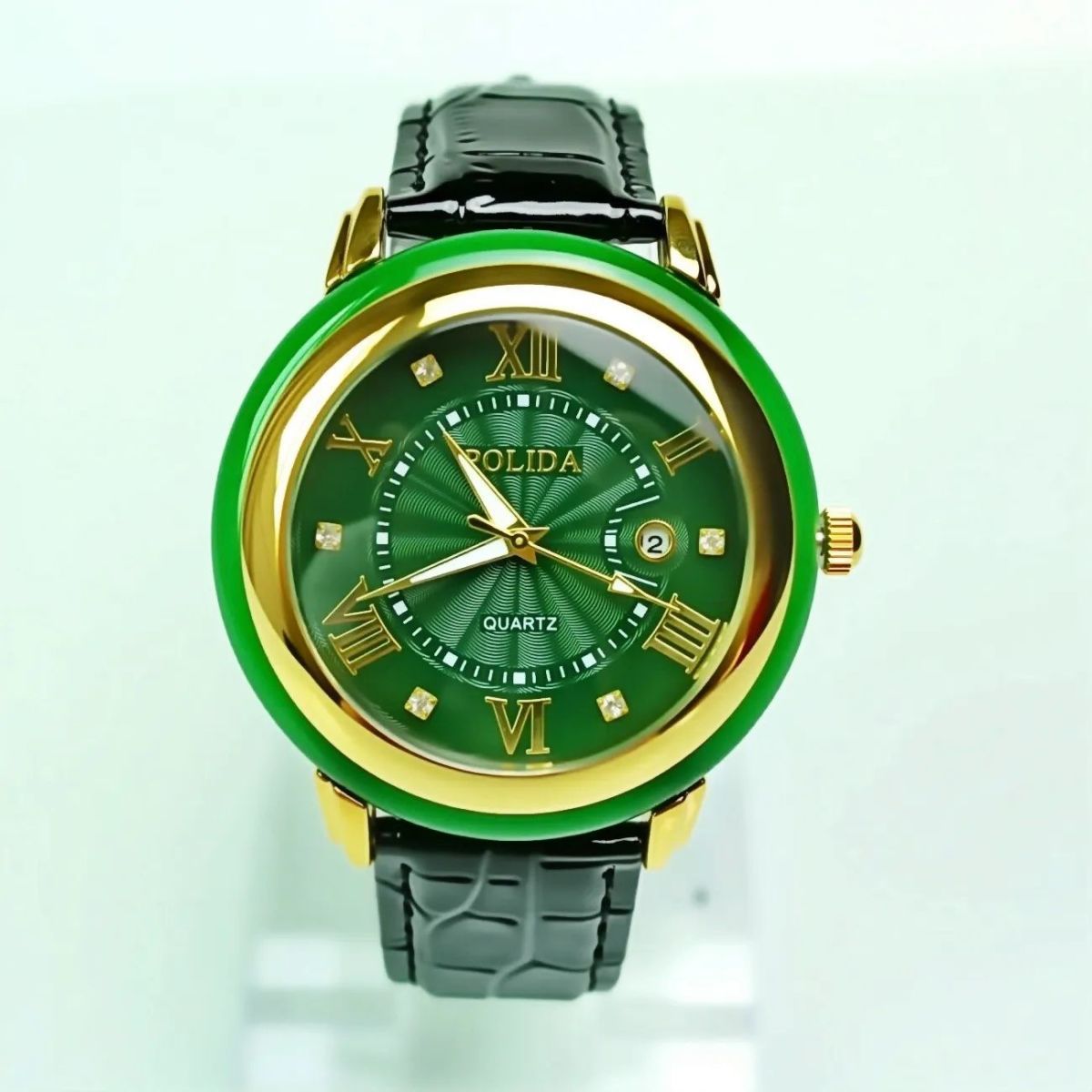 Herren Armbanduhr Mit Kalender Und Jadeoptik Chronograph Design_voghion.com