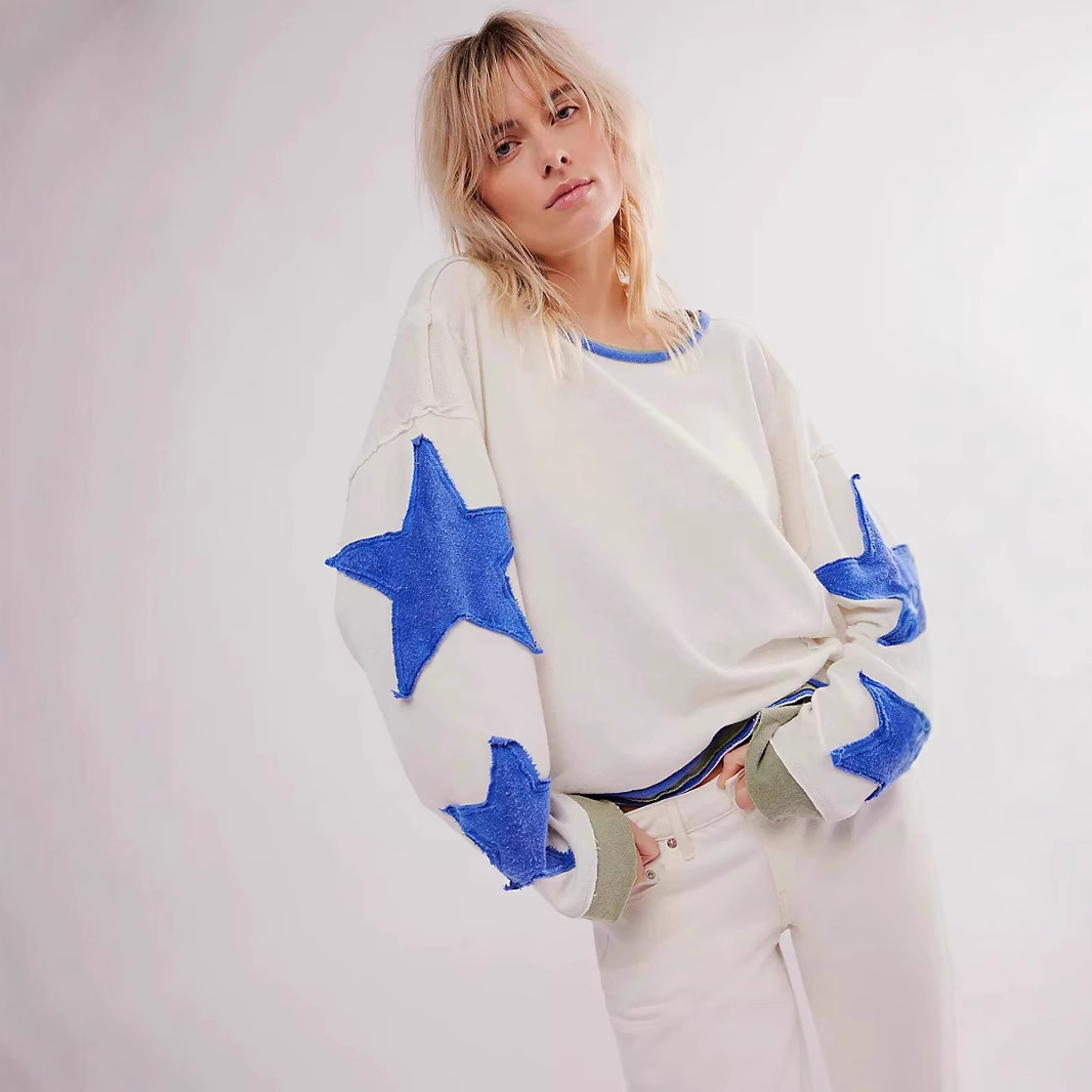 Autumn 2024 European and American Foreign Trade Cross-border Amazon Women's Fashion Long-sleeved Top Shoulder Crewneck Dress