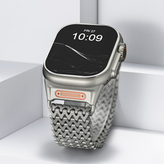 跨境适用苹果表带Apple Watch不锈钢手表表带s10金属钛色磁吸表带