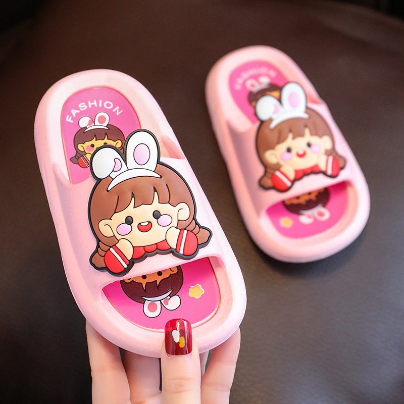 Zapatillas para Niñas para niños verano TikTok mismo estilo súper caliente baño interior y exterior antideslizante desgaste exterior zapatillas planas de aspecto alto