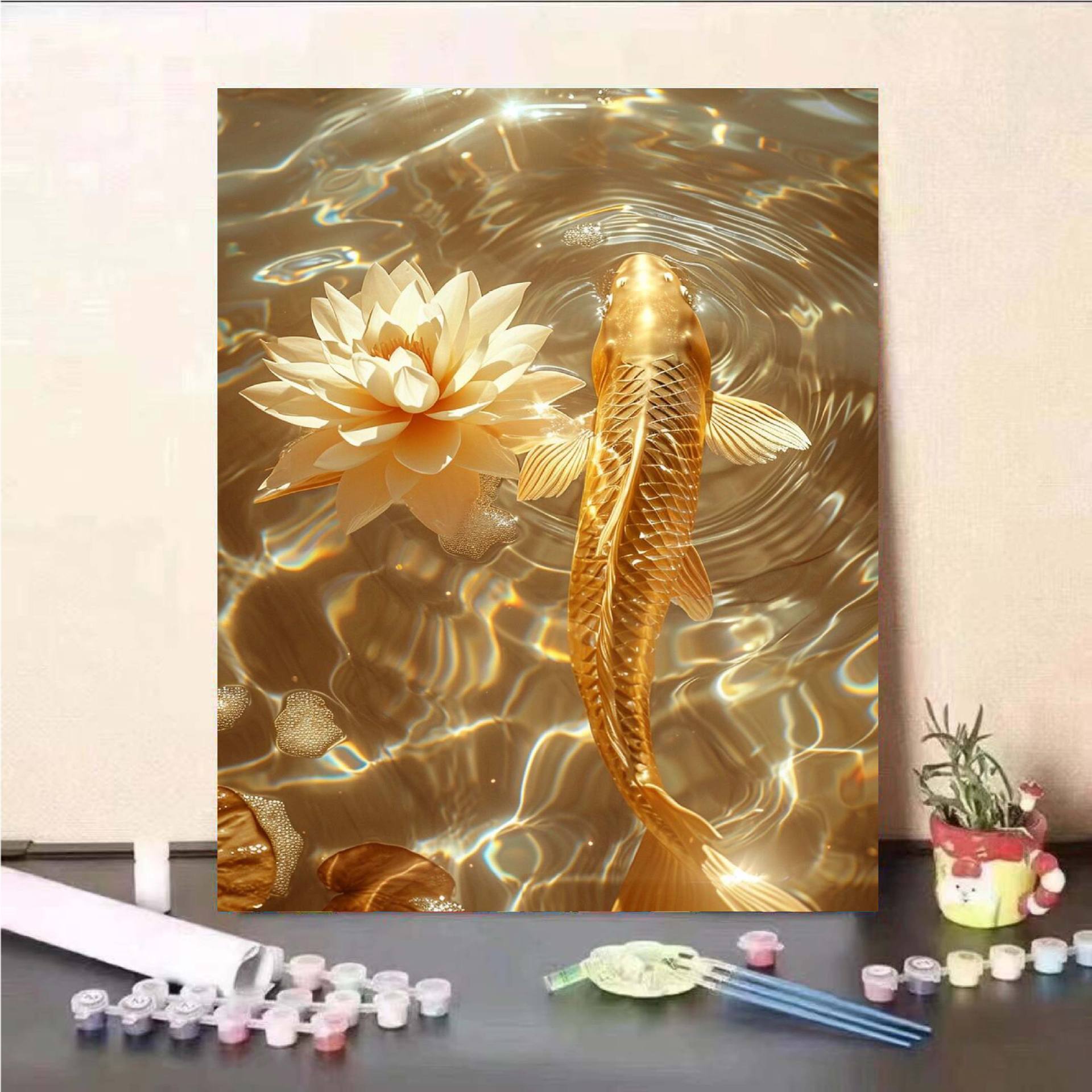 Carpa dorada significa buena pintura al óleo digital DIY buena pintura al óleo pintada a mano pintura colgante acrílica graffiti decoración pintura al óleo